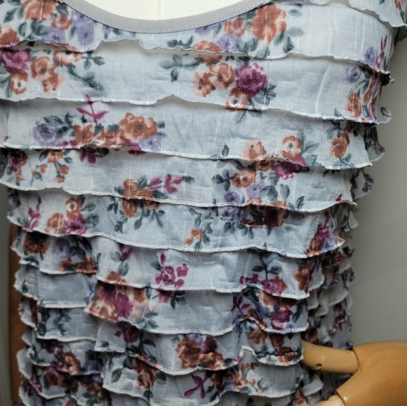 Free People Vintage Y2K Floral Ruffle Spring Dress Size Medium - Picture 4 of 12